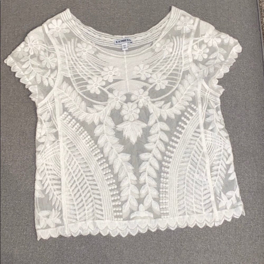 LIKE NEW white lace Express shirt!